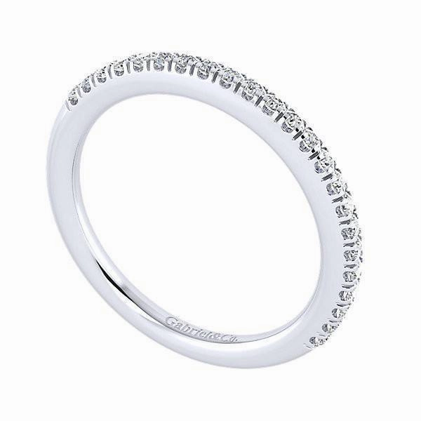 Variable Fit Straight Pave Set Diamond Band 1/4 Ct 14K White Gold 307B