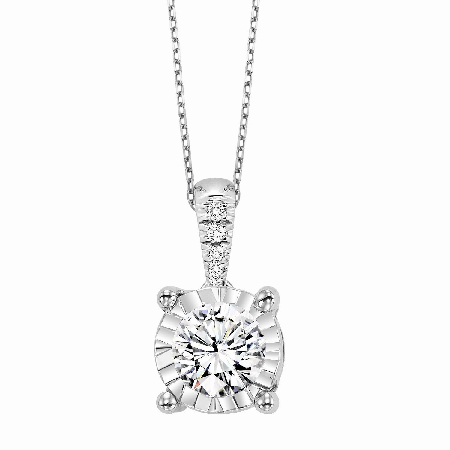 Ideal Piece Locked Accessory True Reflections Illusion Diamond Necklace 1/10Cttw 14K Gold