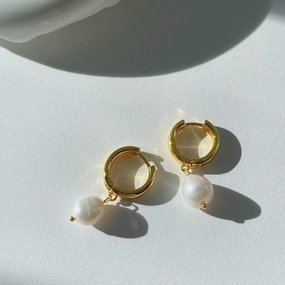 Expressive Edge Liana Freshwater Pearl Huggie Hoops 18K Gold