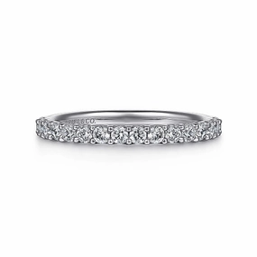 Sorrento - 14K White Gold Shared Prong Set Diamond Wedding Band - 0.5ct Elegant Appeal