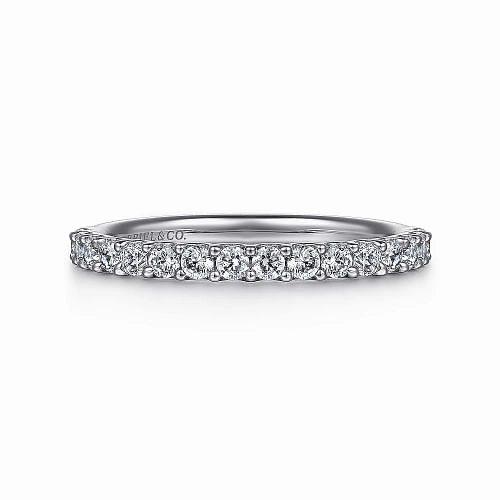 Sorrento - 14K White Gold Shared Prong Set Diamond Wedding Band - 0.5ct Elegant Appeal