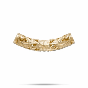 Captivating Piece Hawaiian Heirloom Plumeria Barrel Pendant in Gold - 39mm