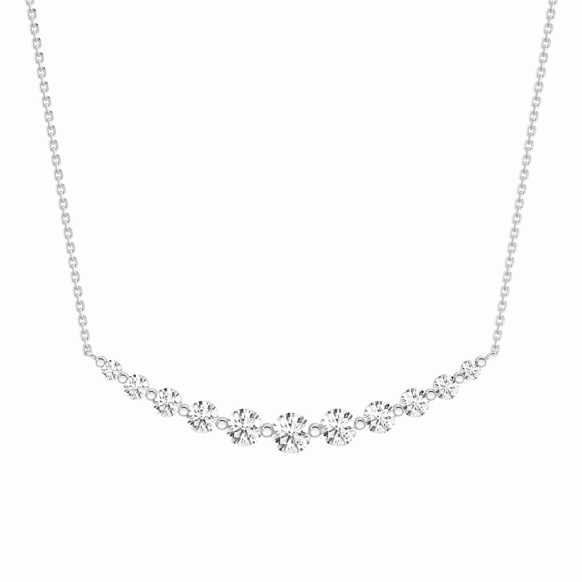 Lab Grown Diamond Eleven Stone Curved Bar Necklace Premium Craft