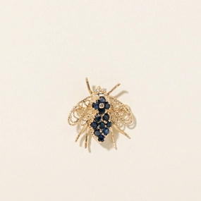Vibrant Jewelry Shine Finish Rich Detailing Sapphire & Diamond Openwork Insect Brooch | 0.60ctw, 0.01ctw