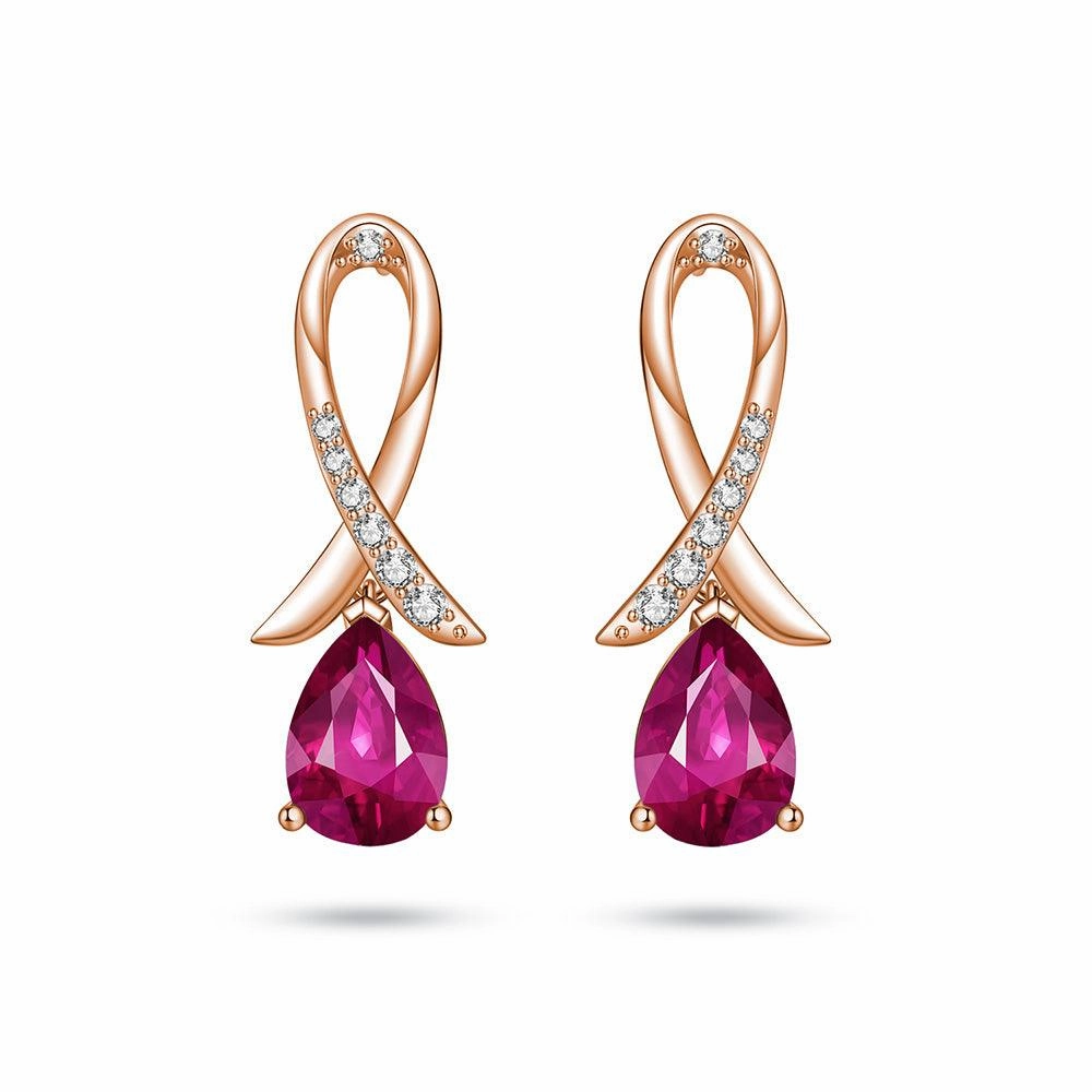 "You Are Supported And Protected" Pink Sapphire Earrings With Pav?? Ribbon Wedding Look Seasonal Shine