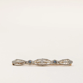 Vintage Blue Paste Glass & Diamond Pin | 0.15ctw, 0.02ct | Timeless Sparkle