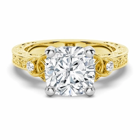 Precious Design Vintage Celtic Knots Design Cushion Cut Moissanite Engagement Ring