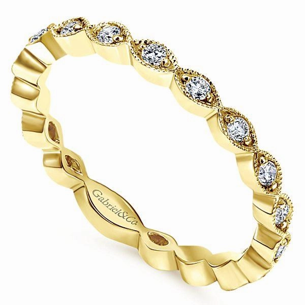 Chic Focus Vintage Marquise Station Stackable Diamond Ring 14K Yellow Gold