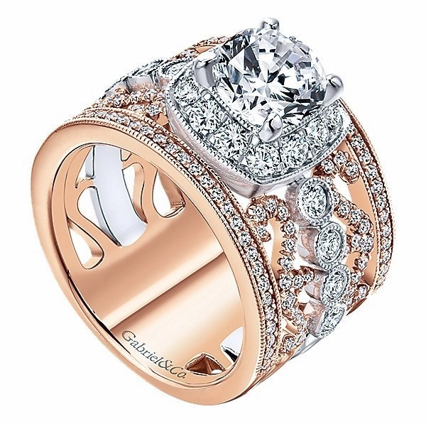 Fashionable Item Premium Style Vintage Multi-Band Diamond Ring 1.14 Cttw 14K Gold  319A