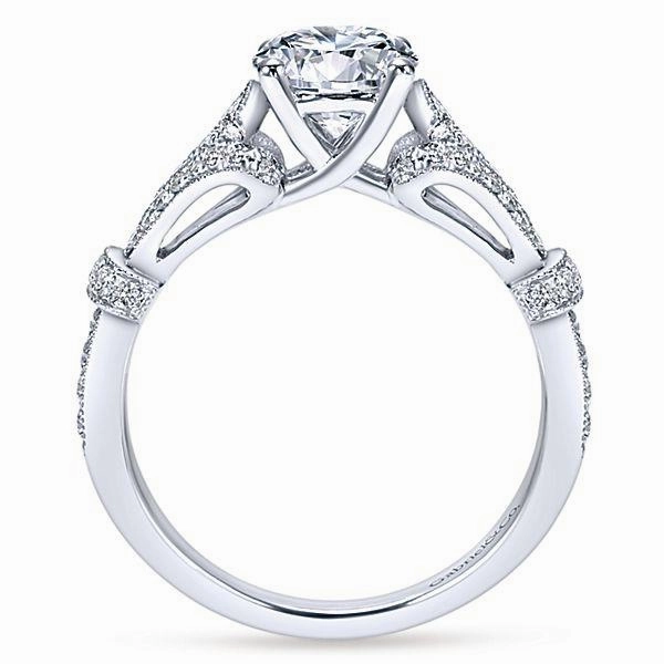 Vintage Pave V-Shank Diamond Ring 14K White Gold 385A Bold Gift Fashionable Gift