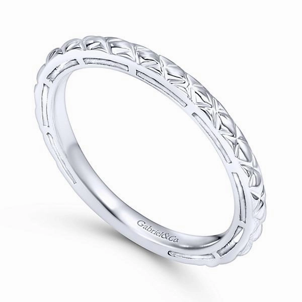 Engraved Stackable Ring 14K White Gold | Mullen Jewelers Daily Essential Daily Classic