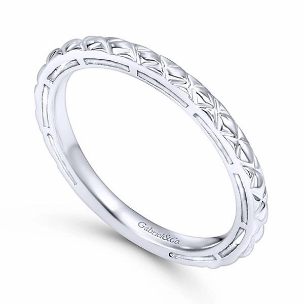 Innovative concept Engraved Stackable Ring 14K White Gold | Mullen Jewelers