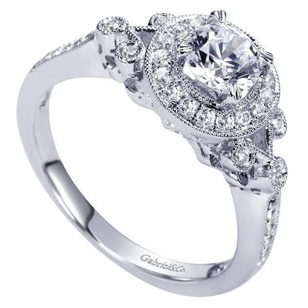Vintage Round Halo Diamond Ring .25Cttw 14K White Gold  62A Translucent Material Quality Statement