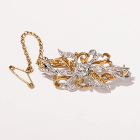 1920s Two Tone Diamond Brooch | 0.45ctw | Winter Accent