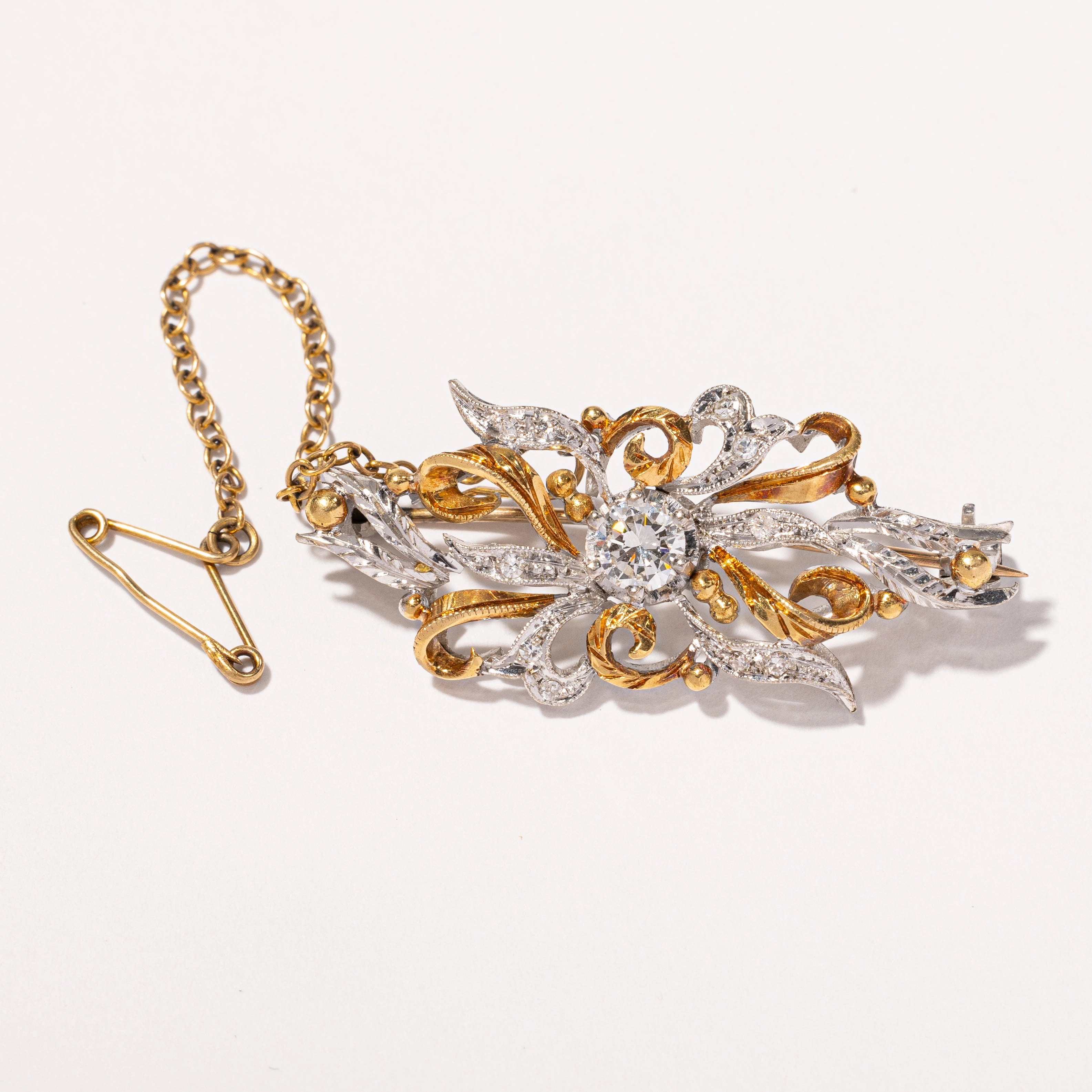 1920s Two Tone Diamond Brooch | 0.45ctw | Winter Accent