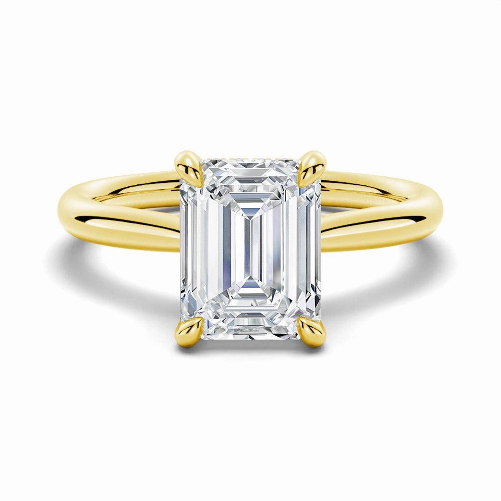 Emerald Cut Moissanite Engagement Ring With Hidden Halo Vibrant Detail Everyday Sparkle