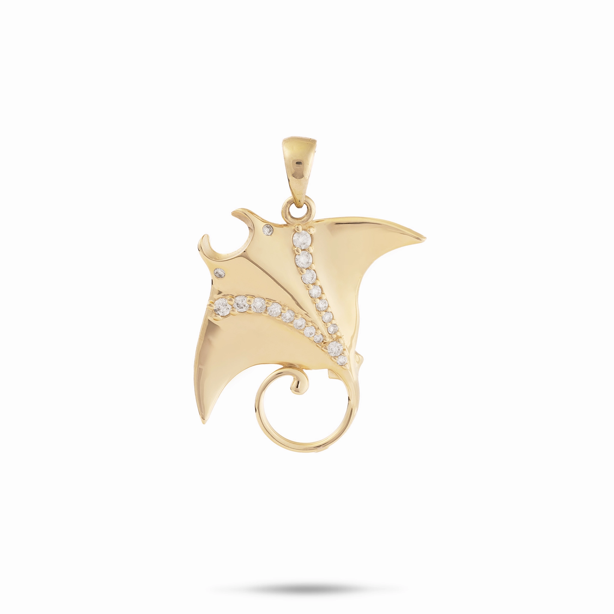 Unique Treasures Precious Touch Ocean Dance Manta Ray Pendant in Gold with Diamonds - 21mm