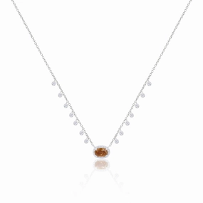 Cool Texture White Gold Brown Diamond and Bezel Necklace
