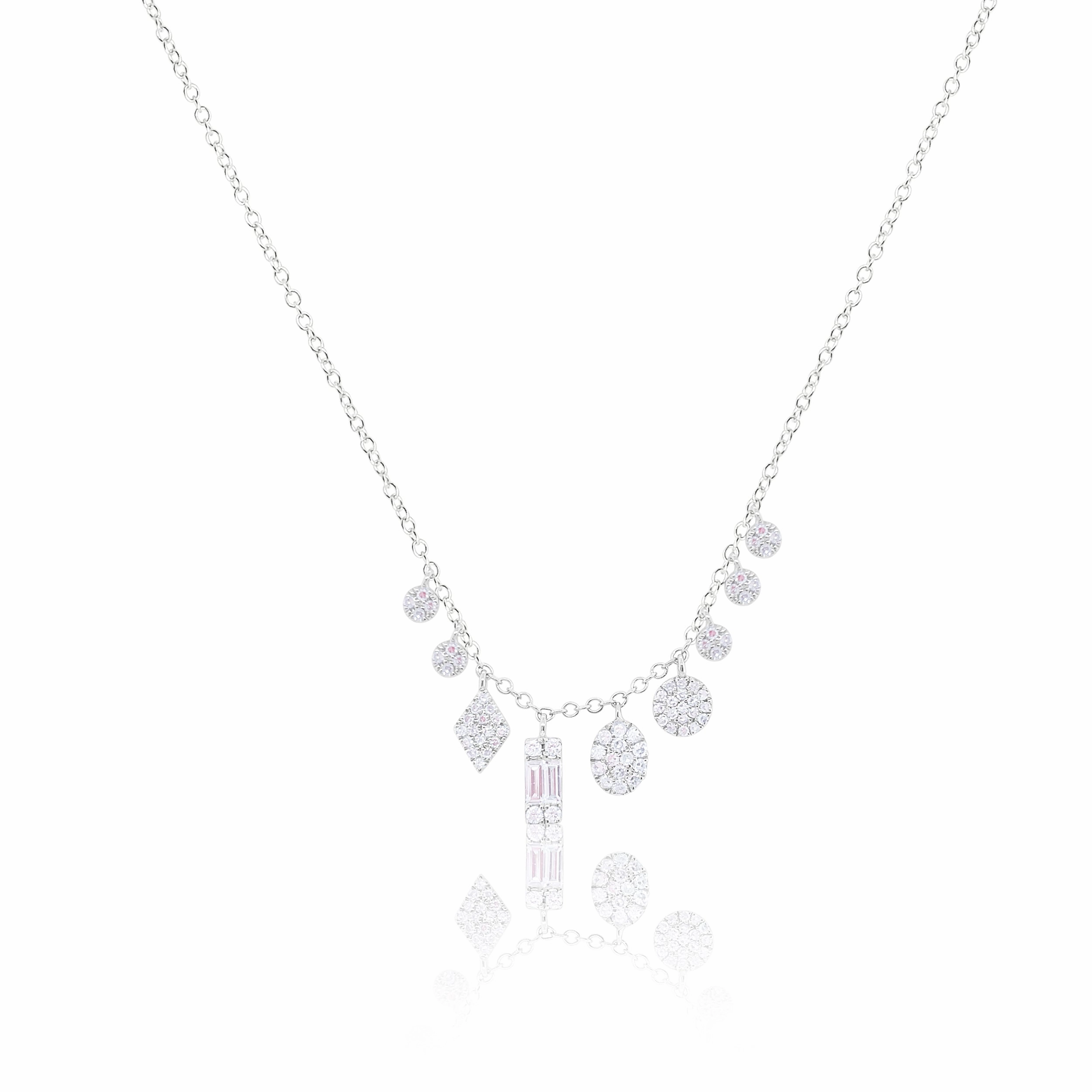White Gold Illusion Diamond Necklace Soft Focus Subtle Grace