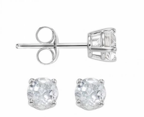Sophisticated option White Topaz Birthstone Stud Earrings 14K White Gold 3mm