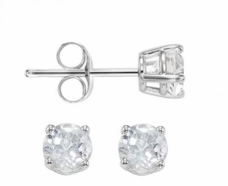 Sophisticated option White Topaz Birthstone Stud Earrings 14K White Gold 3mm