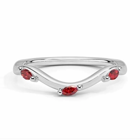 Luxurious Shine Willow Curved Lab Grown Ruby Band
