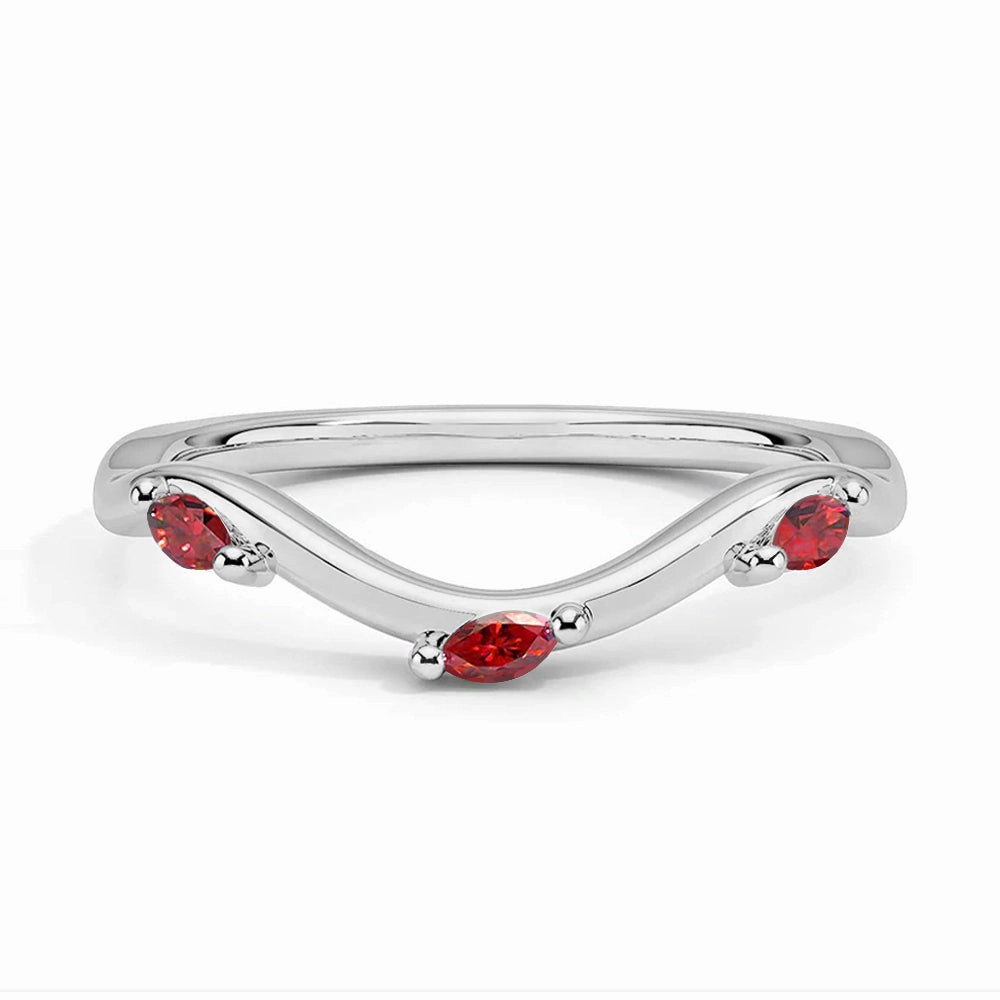 Luxurious Shine Willow Curved Lab Grown Ruby Band