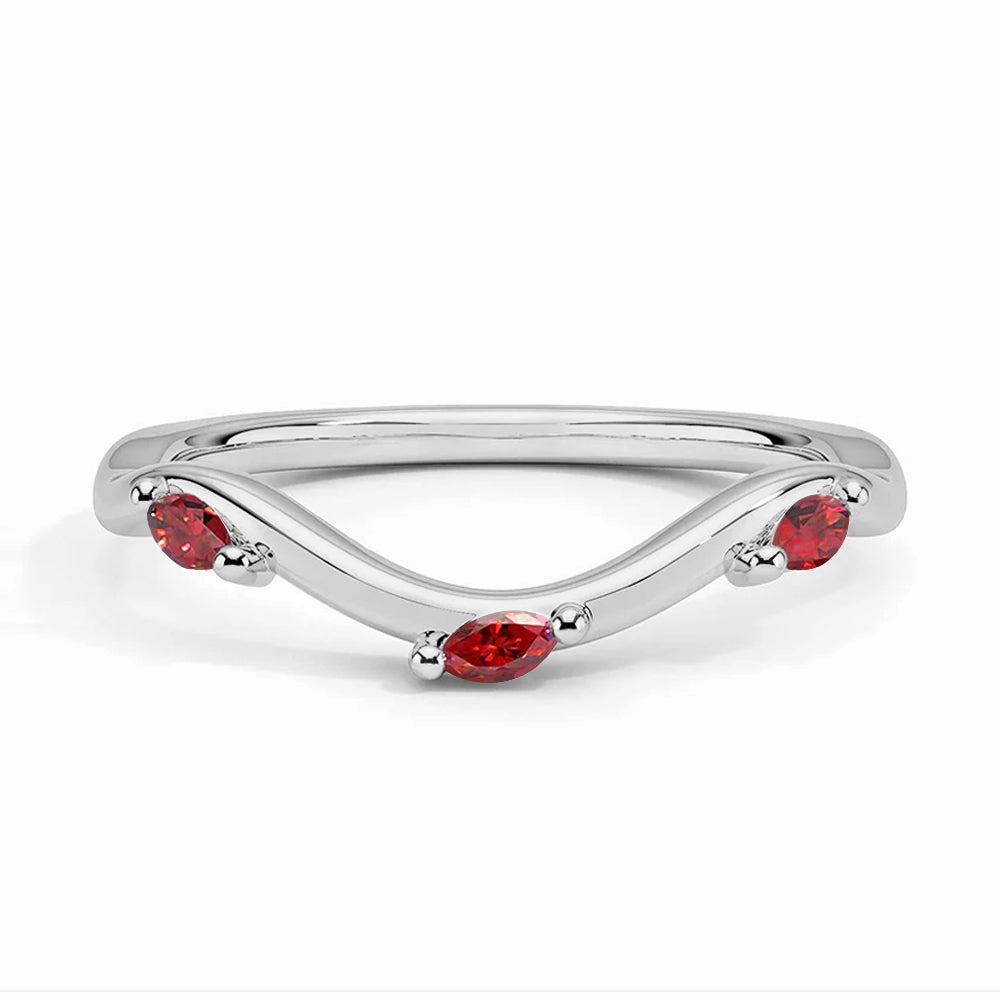 Willow Curved Lab Grown Ruby Band Polished Jewelry