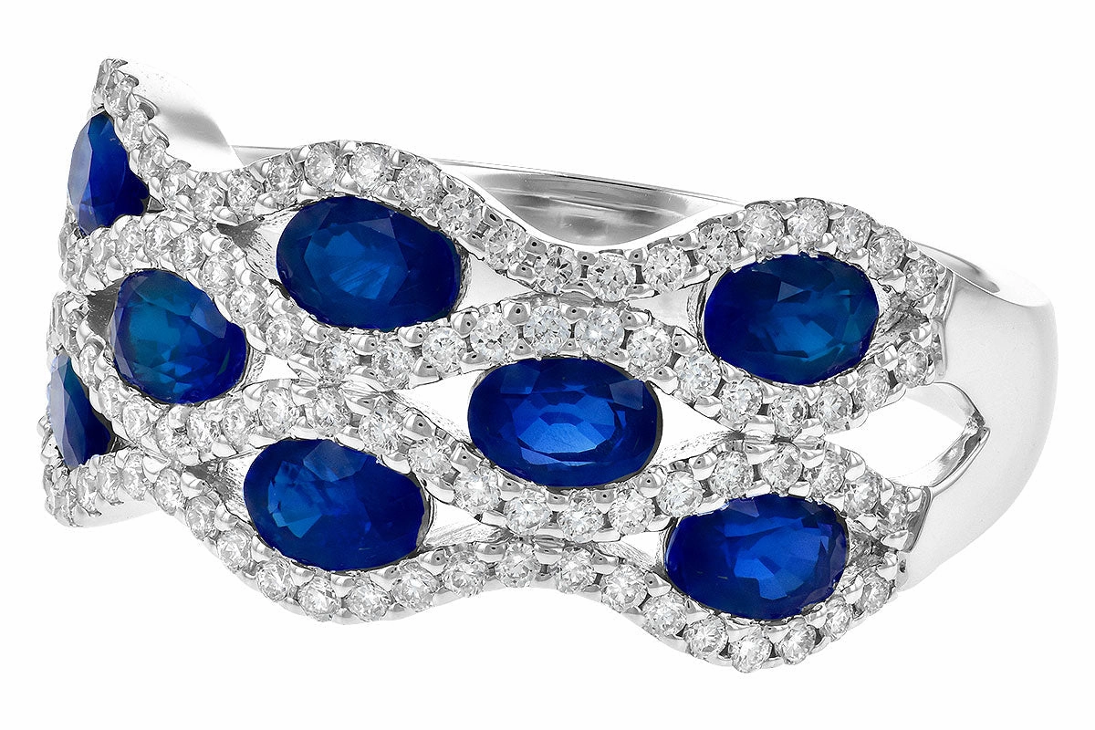 Celebration Jewelry 14K White Gold Sapphire and Diamond Fashion Ring