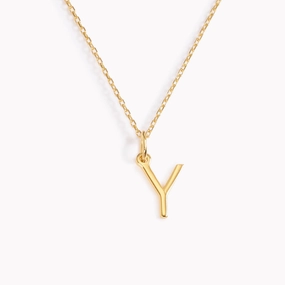 Party Finish Y Necklace / Gold Initial Necklace